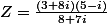 Z=\frac{(3+8i)(5-i)}{8+7i}