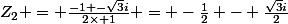 Z_{2} = \frac{-1 -\sqrt{3}i}{2\times 1} = -\frac{1}{2} - \frac{\sqrt{3}i}{2}