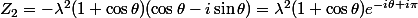 Z_2=-\lambda^2(1+\cos\theta)(\cos\theta-i\sin\theta)=\lambda^2(1+\cos\theta)e^{-i\theta+i\pi}