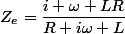 Z_e=\dfrac{i \omega LR}{R+i\omega L}
