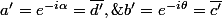 a'=e^{-i\alpha}=\bar{d'},\;b'=e^{-i\theta}=\bar{c'}