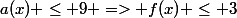 a(x) \le 9 => f(x) \le 3