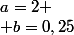 a=2 \\ b=0,25