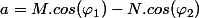 a=M.cos(\varphi_1)-N.cos(\varphi_2)
