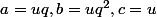 a=uq,b=uq^2,c=u