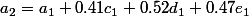 a_2=a_1+0.41c_1+0.52d_1+0.47e_1