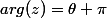 arg(z)=\theta+\pi
