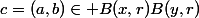c=(a,b)\in B(x,r)B(y,r)