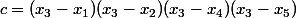 c=(x_3-x_1)(x_3-x_2)(x_3-x_4)(x_3-x_5)