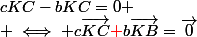 cKC-bKC=0
 \\ \iff c\vec{KC}{\red{+}}b\vec{KB}=\vec{0}