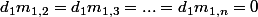 d_1m_{1,2}=d_1m_{1,3}=...=d_1m_{1,n}=0
