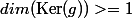 dim(\operatorname{Ker}(g))>=1
