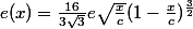 e(x)=\frac{16}{3\sqrt{3}}e\sqrt{\frac{x}{c}}(1-\frac{x}{c})^{\frac{3}{2}}