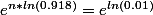 e^{n*ln(0.918)}=e^{ln(0.01)}