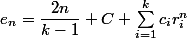 e_n=\dfrac{2n}{k-1}+C+\sum_{i=1}^kc_ir_i^n