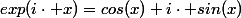 exp(i\cdot x)=cos(x)+i\cdot sin(x)