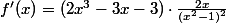 f'(x)=(2x^3-3x-3)\cdot\frac{2x}{(x^2-1)^2}