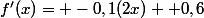 f'(x)= -0,1(2x)+ 0,6