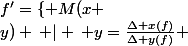 f'=\left\{ M(x ;y) \: | \: y=\frac{\Delta x(f)}{\Delta y(f)} \right\}