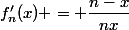 f'_n(x) = \dfrac{n-x}{nx}