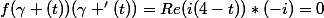 f(\gamma (t))(\gamma '(t))=Re(i(4-t))*(-i)=0