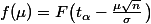 f(\mu)=F\bigl(t_\alpha-\frac{\mu\sqrt{n}}{\sigma}\,\bigl)