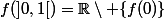 f(]0,1[)=\R\setminus \{f(0)\}