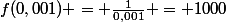 f(0,001) = \frac{1}{0,001} = 1000