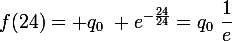 f(24)= q_{0}~ \large{e}^{-\frac{24}{24}}=q_{0}~\dfrac{1}{\large{e}}{