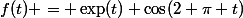 f(t) = \exp(t) \cos(2 \pi t)
