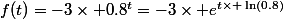 f(t)=-3\times 0.8^t=-3\times e^{t\times \ln(0.8)}