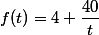 f(t)=4+\dfrac{40}{t}