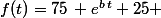 f(t)=75\, e^{b\,t}+25 