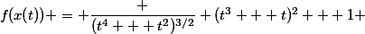 f(x(t)) = \dfrac {(t^{4} + t^{2})^{3/2}} {(t^{3} + t)^{2} + 1} 