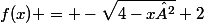f(x) = -\sqrt{4-x²}+2