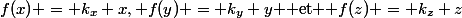 f(x) = k_x x, f(y) = k_y y $ et $ f(z) = k_z z