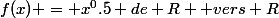 f(x) = x^0.5 de R+ vers R