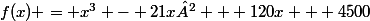 f(x) = x^3 - 21x² + 120x + 4500