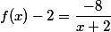 f(x)-2=\dfrac{-8}{x+2}