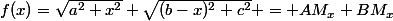 f(x)=\sqrt{a^2+x^2}+\sqrt{(b-x)^2+c^2} = AM_x+BM_x