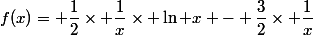 f(x)= \dfrac{1}{2}\times \dfrac{1}{x}\times \ln x - \dfrac{3}{2}\times \dfrac{1}{x}
