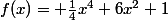 f(x)= \frac{1}{4}x^{4}+6x^{2}+1