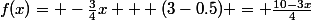 f(x)= -\frac{3}{4}x + (3-0.5) = \frac{10-3x}{4}