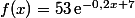 f(x)=53\,\text{e}^{-0,2x+7}