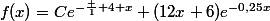 f(x)=Ce^{-\frac 1 4 x}+(12x+6)e^{-0,25x}