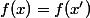 f(x)=f(x')