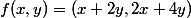 f(x,y)=(x+2y,2x+4y)