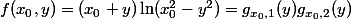 f(x_0,y)=(x_0+y)\ln(x_0^2-y^2)=g_{x_0,1}(y)g_{x_0,2}(y)