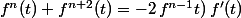 f^n(t)+f^{n+2}(t)=-2\,f^{n-1}t)\,f'(t)