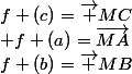 f (c)=\vec {MC}\\ f (a)=\vec{MA}\\f (b)=\vec {MB}